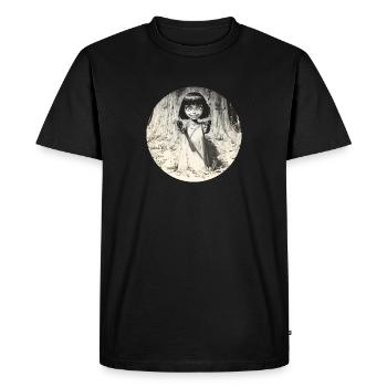 Girl with gun in the dark forest - Men's Premium Organic T-Shirt - black - Front - Nico (187cm)