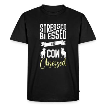 Vache Farmer Cowbell Animal de ferme - T-shirt Premium bio Homme - noir - Devant - Nico (187cm)