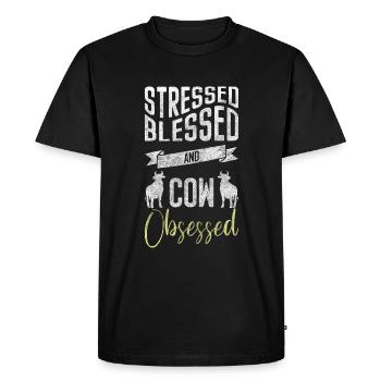 Bœuf fermier Sweet Economy - T-shirt Premium bio Homme - noir - Devant - Nico (187cm)