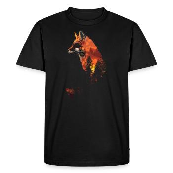 Tête de renard Forêt Animal Nature Arbres bébé renard - T-shirt Premium bio Homme - noir - Devant - Nico (187cm)