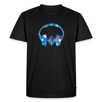Casque musique galaxie Galaxy - T-shirt Premium bio Homme - noir - Devant - Nico (187cm)