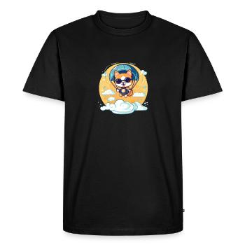 Dog Shiba Inu Adventure Parachute Jump - Men's Premium Organic T-Shirt - black - Front - Nico (187cm)