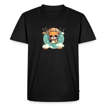 Dog Shiba Inu Adventure Parachute Jump - Men's Premium Organic T-Shirt - black - Front - Nico (187cm)