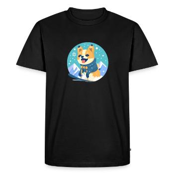 Chien Shiba Inu Sports d'hiver Snowboard Snow - T-shirt Premium bio Homme - noir - Devant - Nico (187cm)