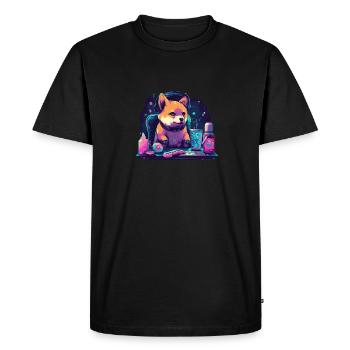 Casque de lecteur d'ordinateur Dog Shiba Inu - T-shirt Premium bio Homme - noir - Devant - Nico (187cm)