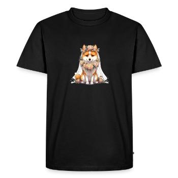 Chien japonais Shiba Inu, mariée avec robe de - T-shirt Premium bio Homme - noir - Devant - Nico (187cm)