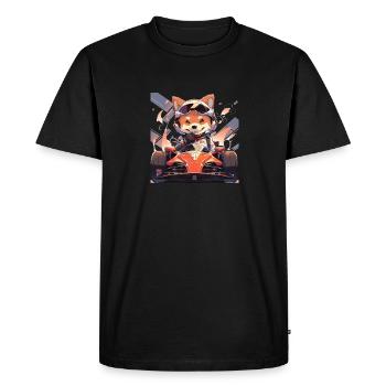 Chien japonais Shiba Inu, pilote de course - T-shirt Premium bio Homme - noir - Devant - Nico (187cm)