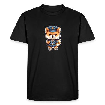 Japanese dog Shiba Inu profession policeman in - Men's Premium Organic T-Shirt - black - Front - Nico (187cm)