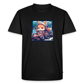 Japanese dog Shiba Inu with helmet and racing car - Men's Premium Organic T-Shirt - black - Front - Nico (187cm)