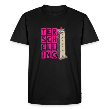 Terschelling Brandaris Pink - Men's Premium Organic T-Shirt - black - Front - Nico (187cm)