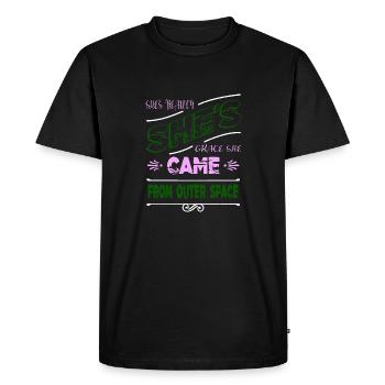 alien loving kid present aliens - Men's Premium Organic T-Shirt - black - Front - Nico (187cm)