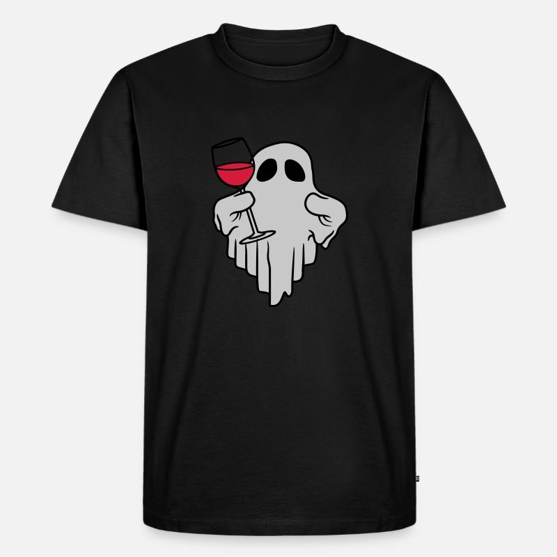 Wein trinkender Geist Comic - Männer Premium Bio T-Shirt - Schwarz