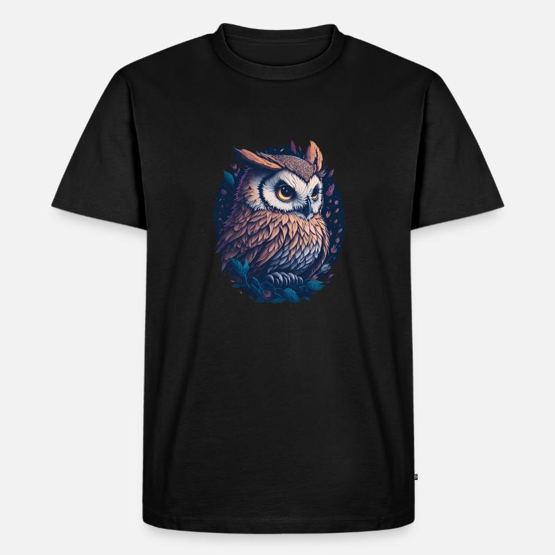 Eule - Männer Premium Bio T-Shirt - Schwarz