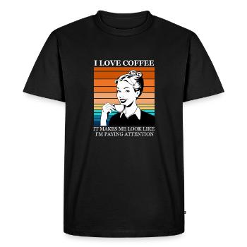 J’adore le café - T-shirt Premium bio Homme - noir - Devant - Nico (187cm)
