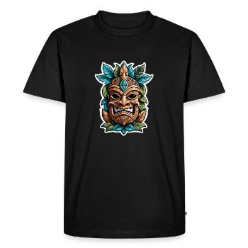 Tiki Beach - Polynesia Statue - Men's Premium Organic T-Shirt - black - Front - Nico (187cm)