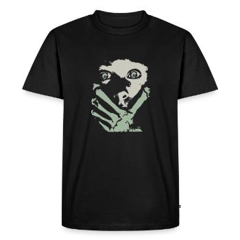 Skeleton Hand On Woman's Face - Men's Premium Organic T-Shirt - black - Front - Nico (187cm)