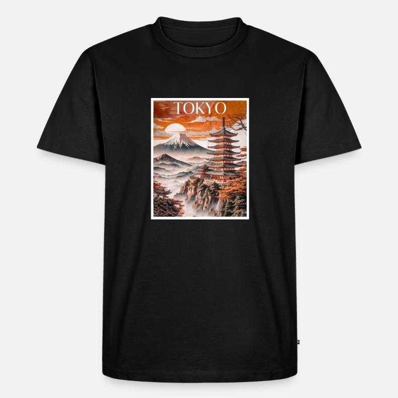 Fuji - Männer Premium Bio T-Shirt - Schwarz
