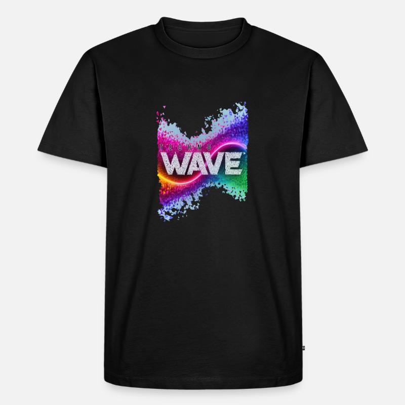 techno wave - Männer Premium Bio T-Shirt - Schwarz