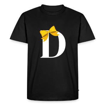 Letter d yellow knot - Men's Premium Organic T-Shirt - black - Front - Nico (187cm)