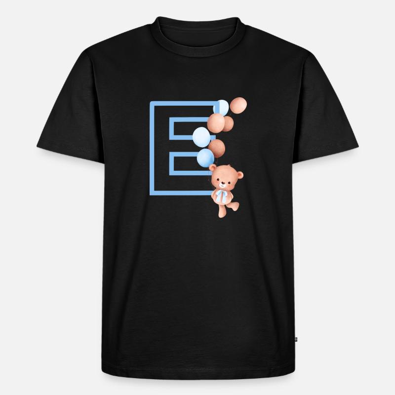 Blauer Buchstabe E Bär - Männer Premium Bio T-Shirt - Schwarz