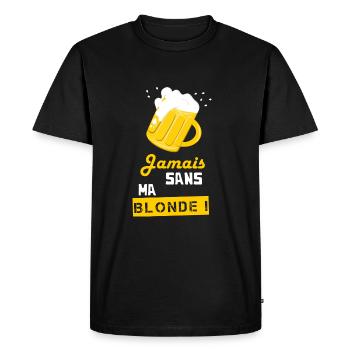 Jamais sans ma blonde ! - T-shirt Premium bio Homme - noir - Devant - Nico (187cm)