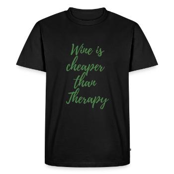 Wine is cheaper than therapy - Männer Premium Bio T-Shirt - Schwarz - Vorne - Nico (187cm)