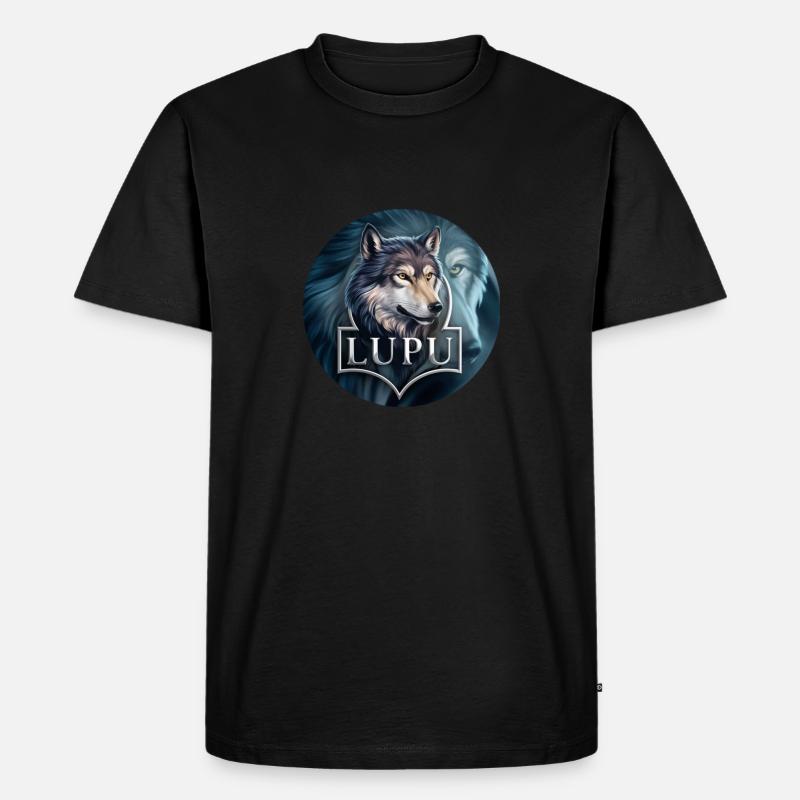 Der Wolf - Männer Premium Bio T-Shirt - Schwarz