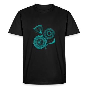 Flowers in petrol - Men's Premium Organic T-Shirt - black - Front - Nico (187cm)