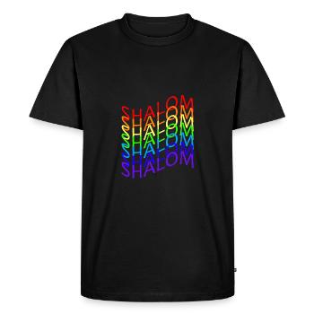 SHALOM ARC EN CIEL FLAG - T-shirt Premium bio Homme - noir - Devant - Nico (187cm)