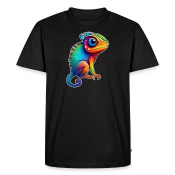 Cute little chameleon - Men's Premium Organic T-Shirt - black - Front - Nico (187cm)