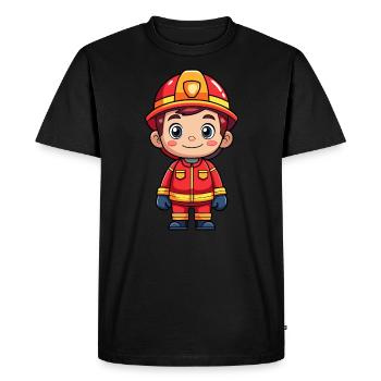 Héros en rouge le pompier - T-shirt Premium bio Homme - noir - Devant - Nico (187cm)