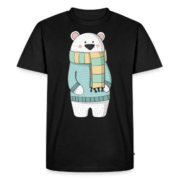 Polar bear with scarf and sweater - Men's Premium Organic T-Shirt - black - Front - Nico (187cm)