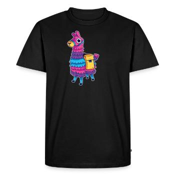 Lama in colorful - Men's Premium Organic T-Shirt - black - Front - Nico (187cm)
