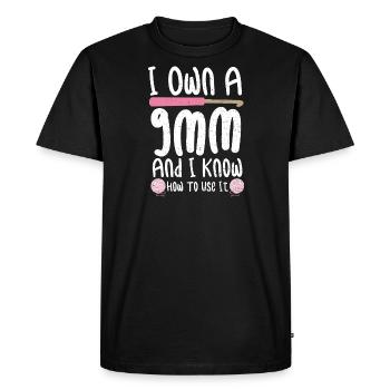 Je possède un 9mm et je sais comment l'utiliser - Crochet - T-shirt Premium bio Homme - noir - Devant - Nico (187cm)