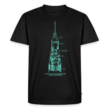 Retro Apollo Mondlandung Raketen Illustration - Männer Premium Bio T-Shirt - Schwarz - Vorne - Nico (187cm)