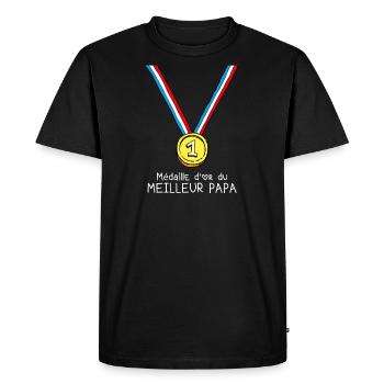 T-shirt Médaille d'or du meilleur papa - T-shirt Premium bio Homme - noir - Devant - Nico (187cm)