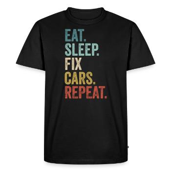 Manger dormir Réparer les voitures Répéter le mécanicien de voiture - T-shirt Premium bio Homme - noir - Devant - Nico (187cm)