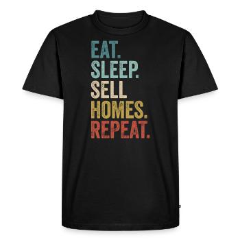 Manger dormir Vendre des maisons Répéter Agent immobilier - T-shirt Premium bio Homme - noir - Devant - Nico (187cm)