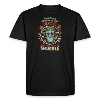 Mes démons et moi - T-shirt Premium bio Homme - noir - Devant - Nico (187cm)