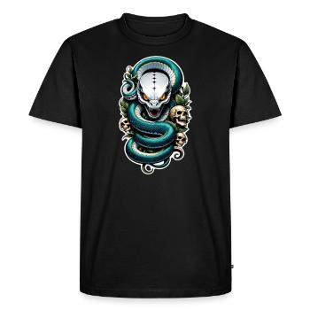 serpent squelette et tatouage - T-shirt Premium bio Homme - noir - Devant - Nico (187cm)
