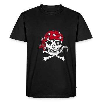 Piratenschädel - Männer Premium Bio T-Shirt - Schwarz - Vorne - Nico (187cm)
