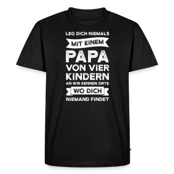 Papa 4 Kinder 4 Kinder Geschenk - Männer Premium Bio T-Shirt - Schwarz - Vorne - Nico (187cm)