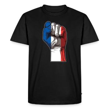 Faust surélevé France | Drapeau français - T-shirt Premium bio Homme - noir - Devant - Nico (187cm)