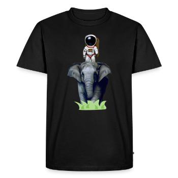 Un astronaute à l’aventure à dos d’éléphant - T-shirt Premium bio Homme - noir - Devant - Nico (187cm)