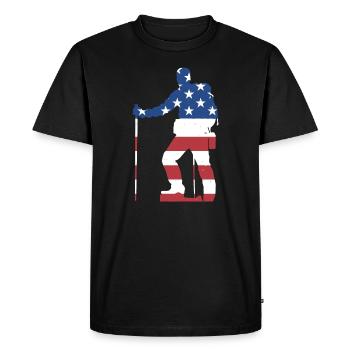 Hiker Us Drapeau Randonnée - T-shirt Premium bio Homme - noir - Devant - Nico (187cm)