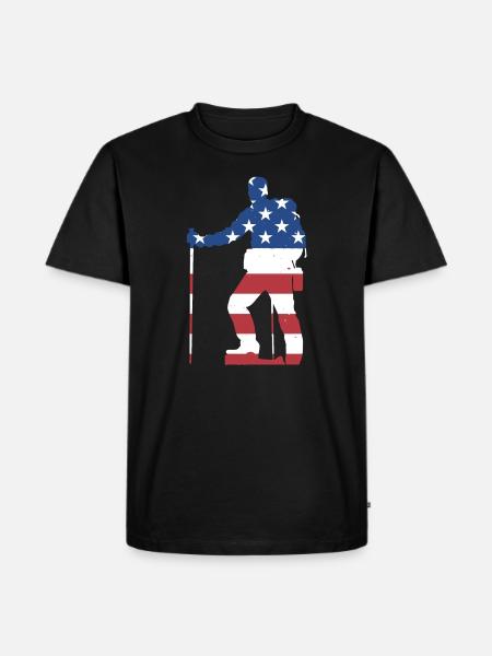 Hiker Us Flag Hiking - Men's Premium Organic T-Shirt - black