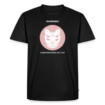 Warning! Alien Disguised As A Cat - Men's Premium Organic T-Shirt - black - Front - Nico (187cm)