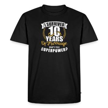 10. Hochzeitstag - Männer Premium Bio T-Shirt - Schwarz - Vorne - Nico (187cm)