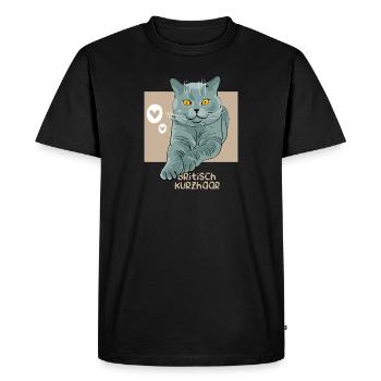 Chat britannique à poil court - T-shirt Premium bio Homme - noir - Devant - Nico (187cm)