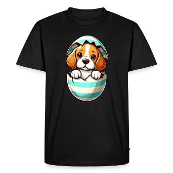 Conception colorée d’oeuf de Pâques de chien Beagle - T-shirt Premium bio Homme - noir - Devant - Nico (187cm)